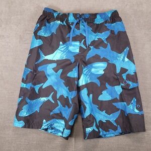 Ocean Pacific OP‎ Y2K Swim Trunks Sharks Drawstring Board Shorts Sz Youth XXL